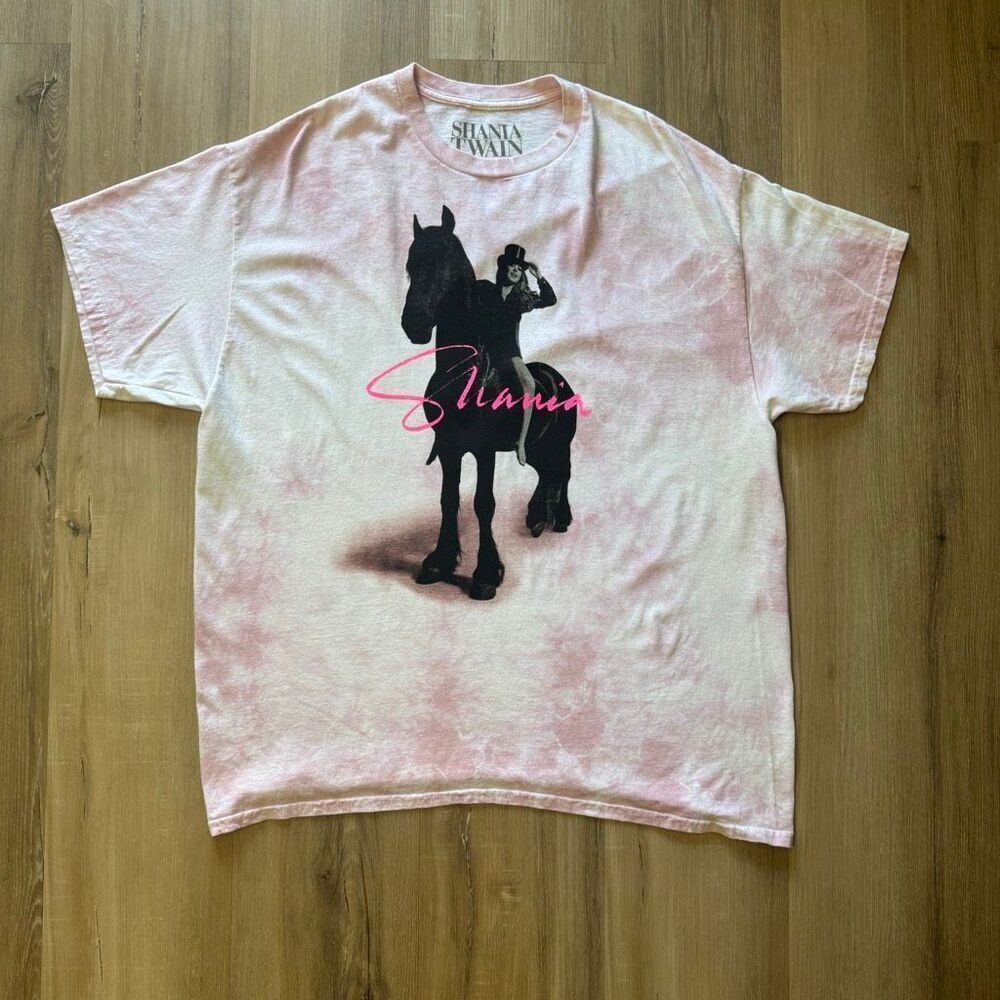 Shania Twain Queen Of Me Horseback Pink And White Tie Dye Shirt Size Large